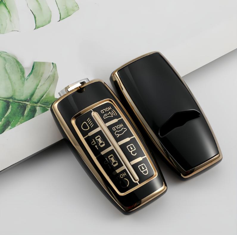 

8 Кнопок ТПУ Чехол для Ключа Автомобиля Для Hyundai Genesis GV70 GV80 GV90 2020 2021 2022 Корпус Брелок Держатель Кольцо Защитник Брелок чёрный