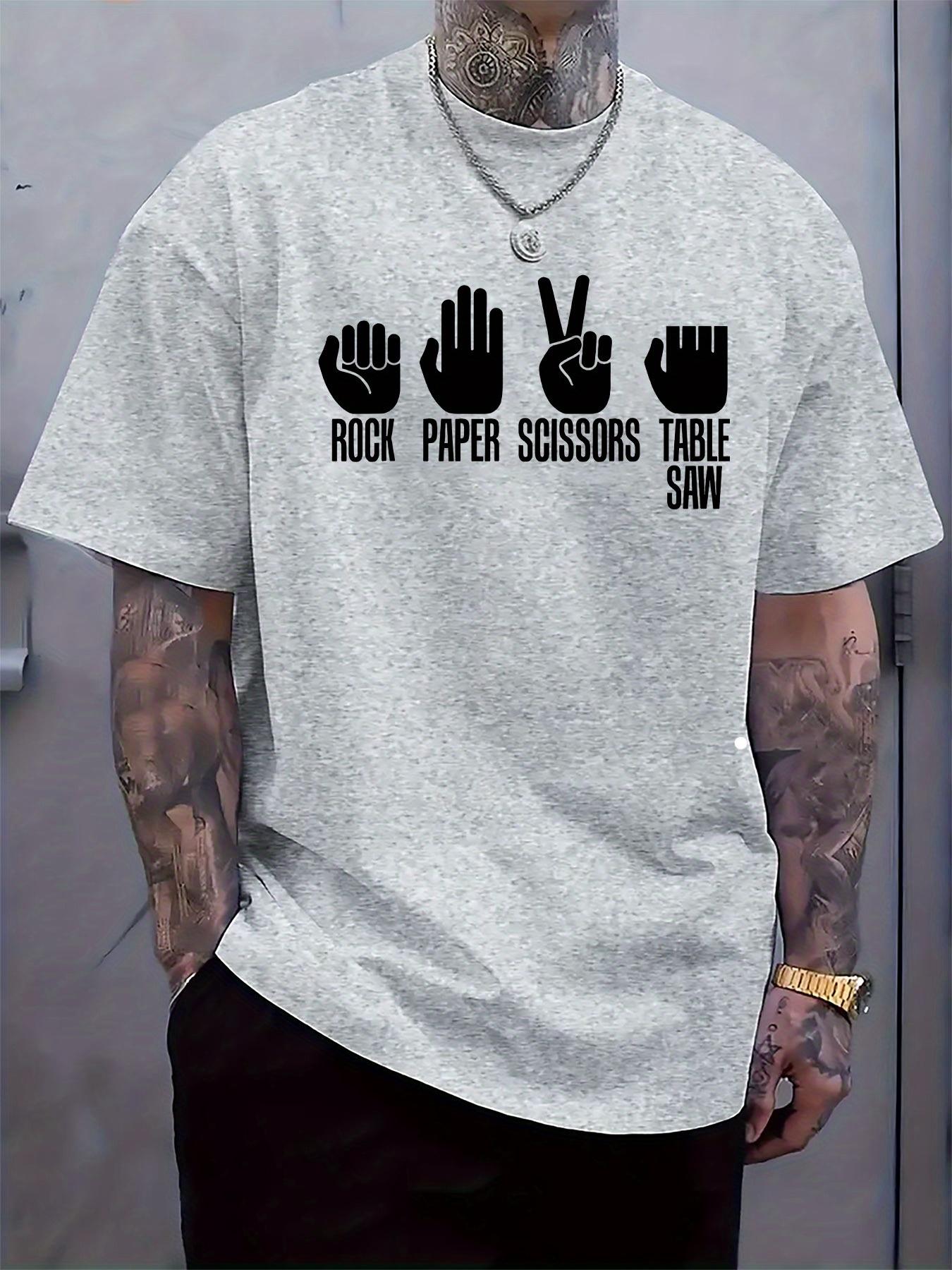 Casual Short Sleeve Tshirt with Rock Paper Scissors Game ... XXXXL
