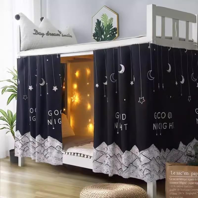 PENULA LOVE Bottom Bunk Bed Curta Breathable Blackout Canopy Single Bed Privacy Curtain Dorm Home Dust-Proof Shading Drapes Underbed Loft Tent Canopy