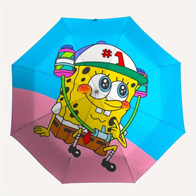 1pc SpongeBob Self-Folding Umbrella, 8-Bone Compact Travel Umbrella, Durable Plastic And Iron Frame128