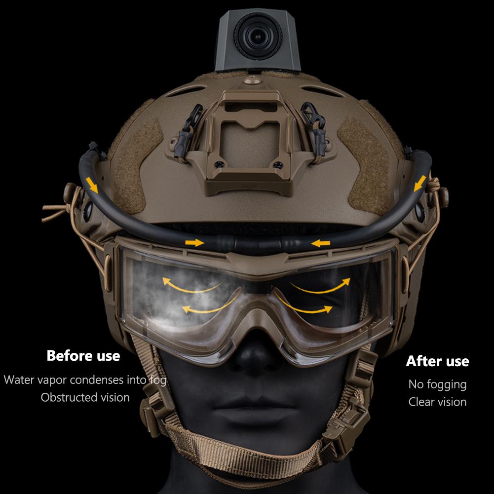 Tactical Goggles Defogger TYPE-C Adjustable Wind Speed Safety Goggles Outdoor Shooting Hiking Glasses Defogging Fan Anti Fog Kit