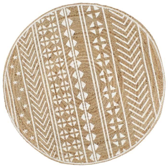 Tapis - vidaXL - Jute fait à la main - 90 cm - Motif géométrique - Intérieur moderne