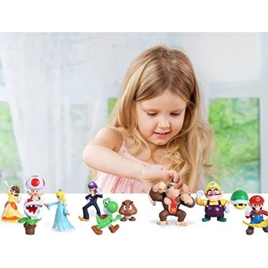 18 pieces Mary character super action figure mini toy Brothers Princess turtle cake decoration party supplies gift fans