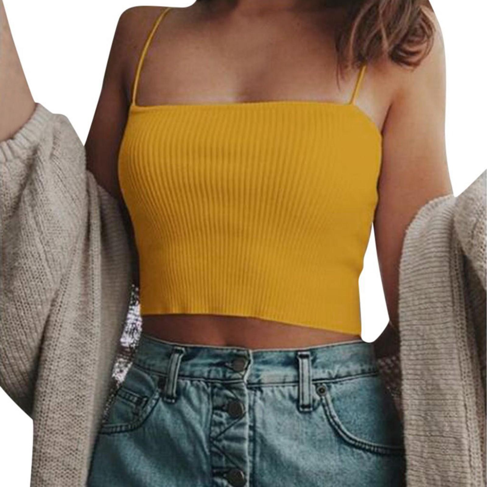 

Women s Fashion Summer Hundred Haphazard Color Sexy Navel Slim Short Suspenders XL жёлтый