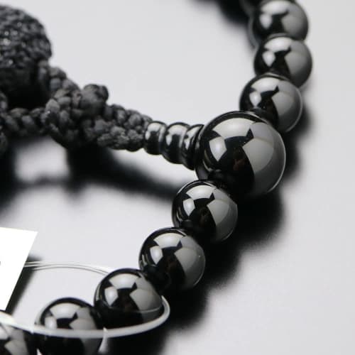 Nenju Women's Prayer Beads, Approx. 8mm, Black Onyx with Pure Silk Tassel (Black) [Informal Prayer Beads, Kyoto Prayer Beads, Black Onyx, Informal