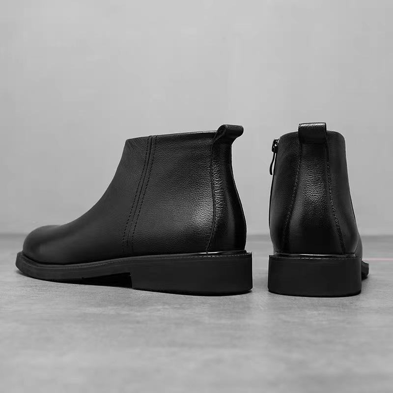 Men's Shoes Men's Leather Shoes Chelsea Boots Solid Color ins European Style Versatile Source Factory Supply Foreign Trade Winter