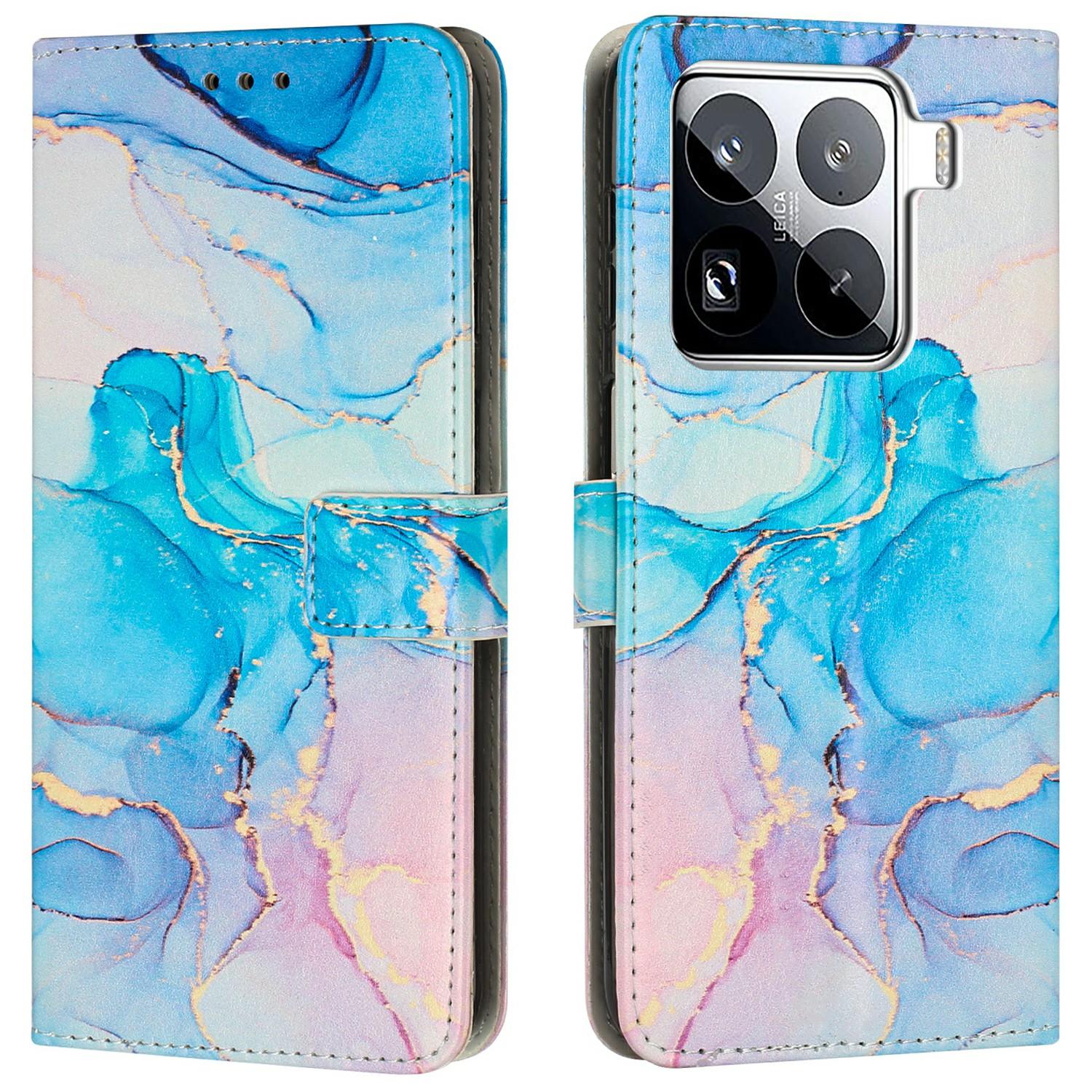 

Для Xiaomi 15 Pro Чехол-подставка с мраморным узором из искусственной кожи Чехол-кошелек для телефона Pink/Green