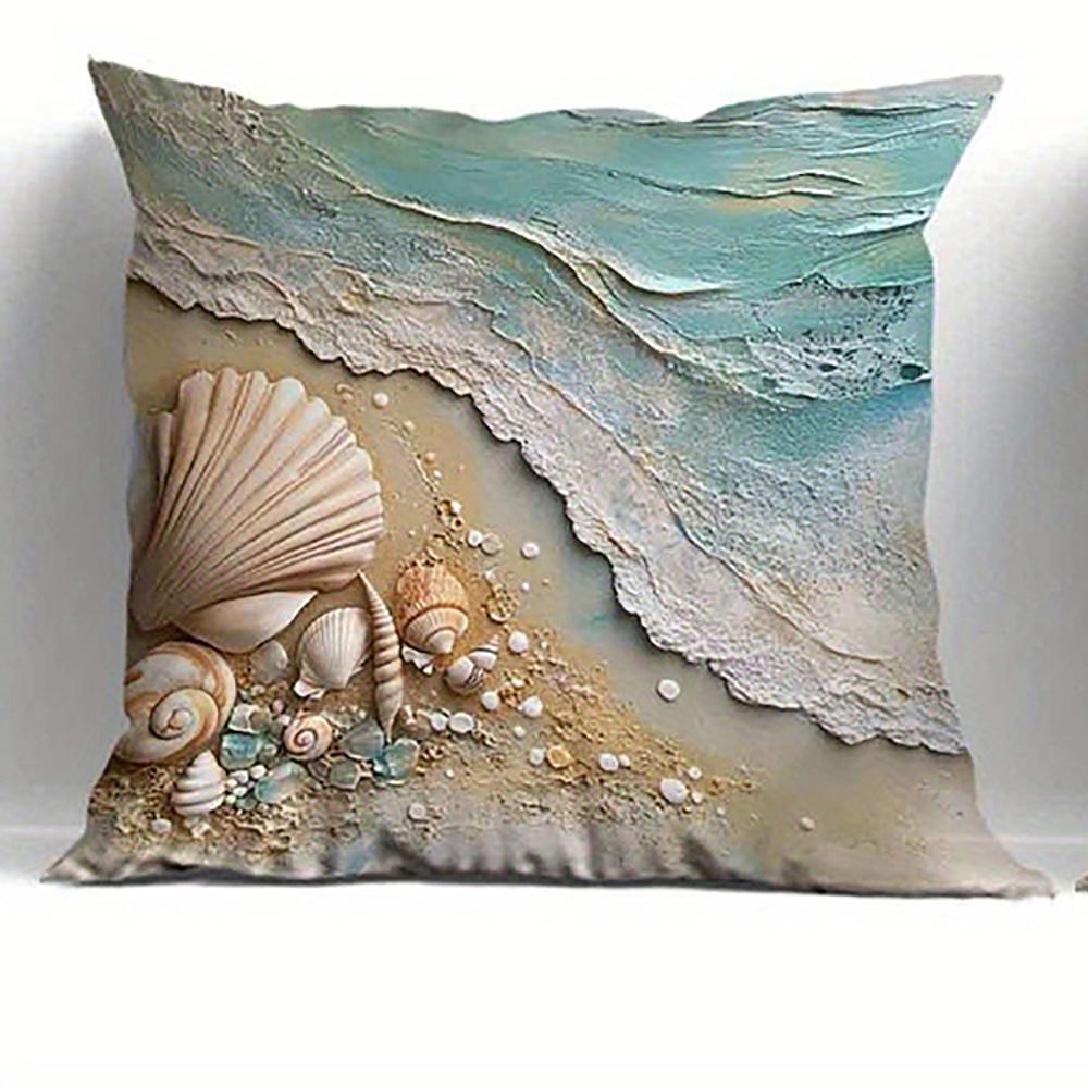 Beach Wave & Shells Pillow CoverSuitable for Sofa Car Bedroom Decorative Cushion Cover Pillow Cover