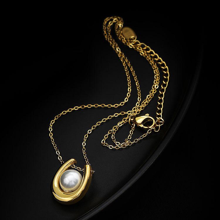 New 316L Stainless Steel Choker Pearl Necklaces for Women Gold Layered Chain Necklace Jewelry
