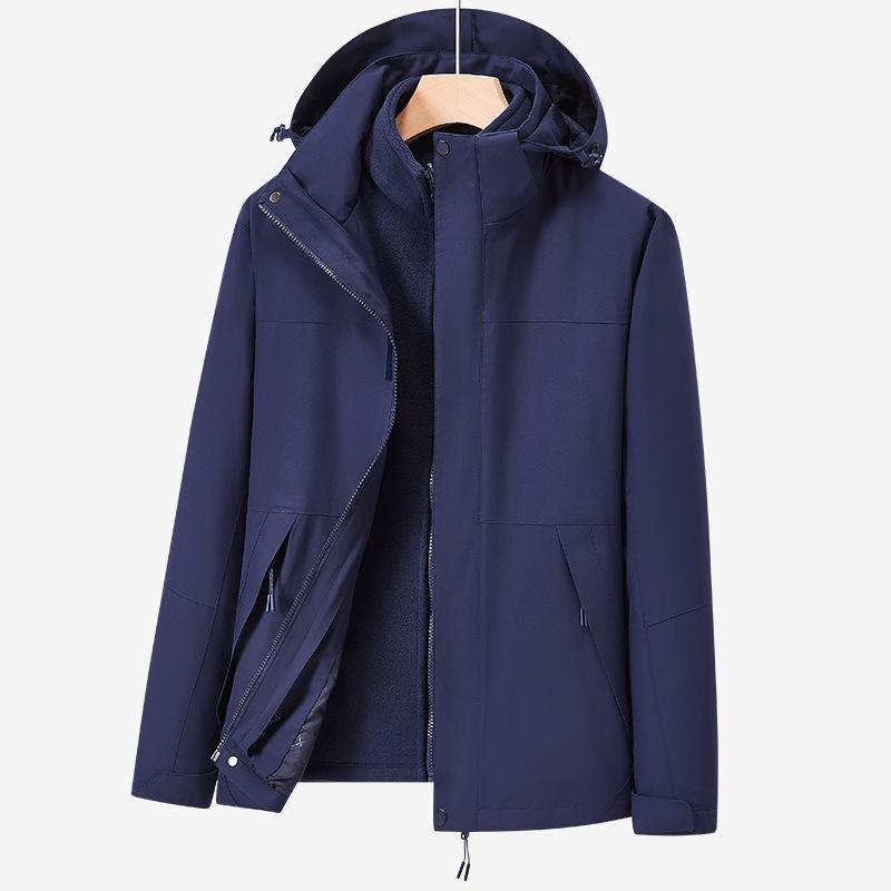 Herren- und Damen-Drei-in-Eins Abnehmbare Outdoor Wasserdichte Kletterbekleidung Frühling und Herbst Outdoor Winddichte Kletterbekleidung Jacke