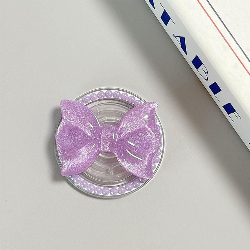 Magnetic Magsafe Adhesive Phone Airbag Bracket Bow Sparkling Powder Korean Ins Style Female Lazy Ring Buckle