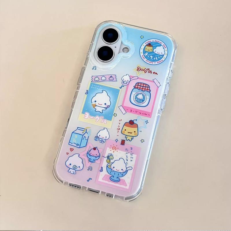Japanese Design Cute INS Summer Girl Cartoon Yogurt Phone Case For iPhone16 15 14 13 12 11 Pro Max Max Plus Advenced Y2K Cover