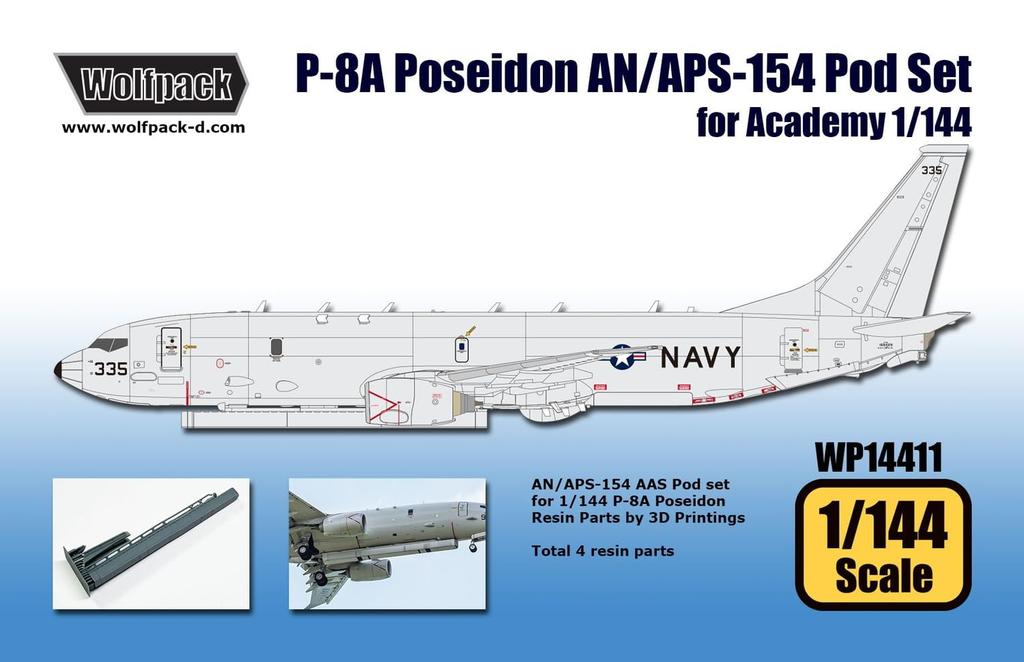 Wolfpack Design AAS Pod Set for Poseidon Plastic Model Parts WOLWP14411 1/144 AN/APS-154 P-8A (for Academy) (Airplane)