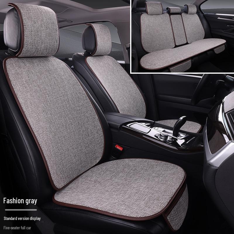 Comprehensive All-Season Linen Seat Cushion Set for Five-Seater Cars