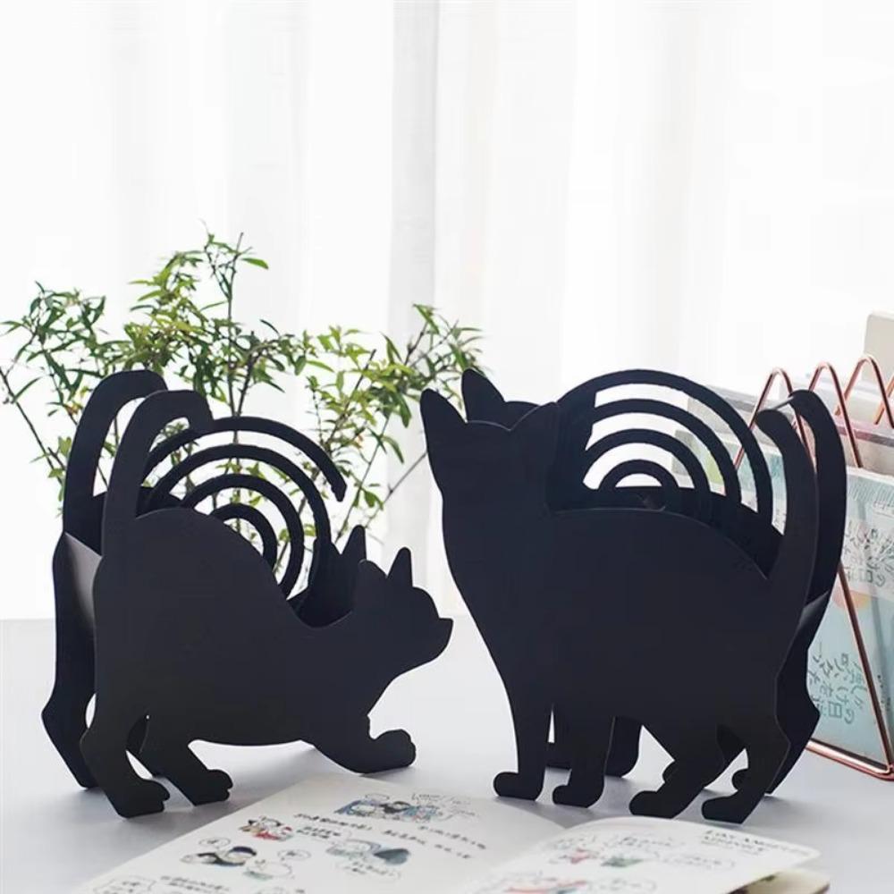 Handicraft Animal Mosquito Coil Box Iron Craft Cat Stand Rack Cat Mosquito Coil Holder  Home DEcor