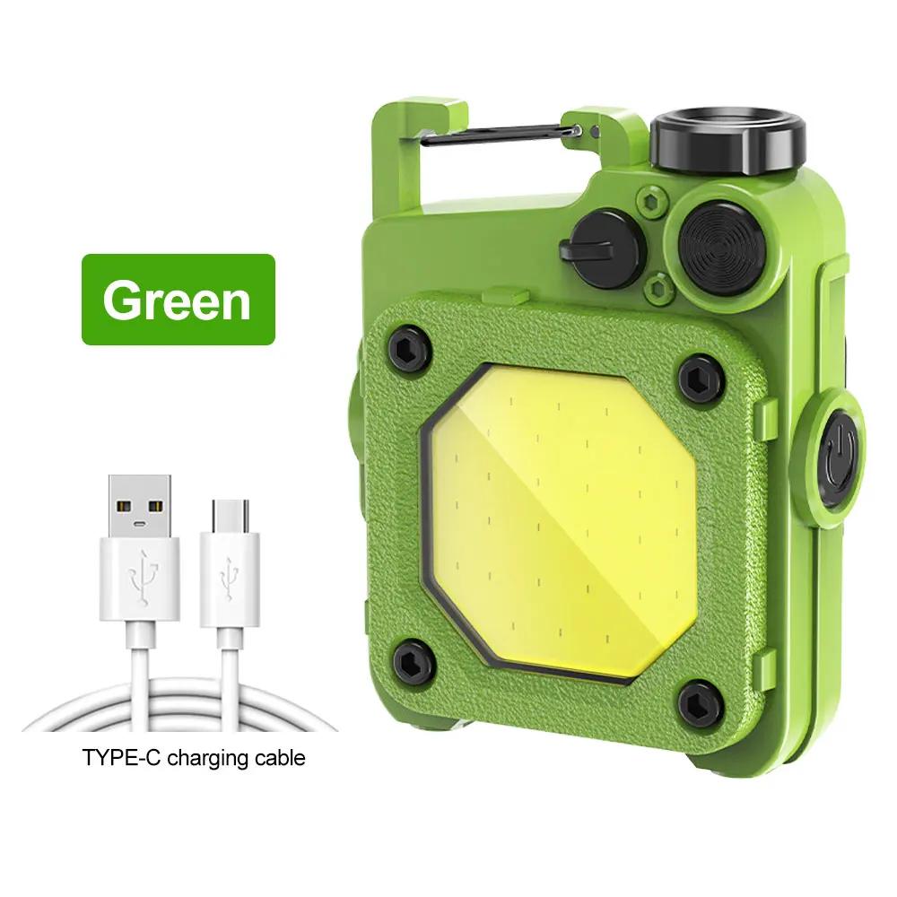 Mini COB Keychain Work Light with Side Lamp USB Rechargeable Flashlight Outdoor Portable Camping Climbing Small Light
