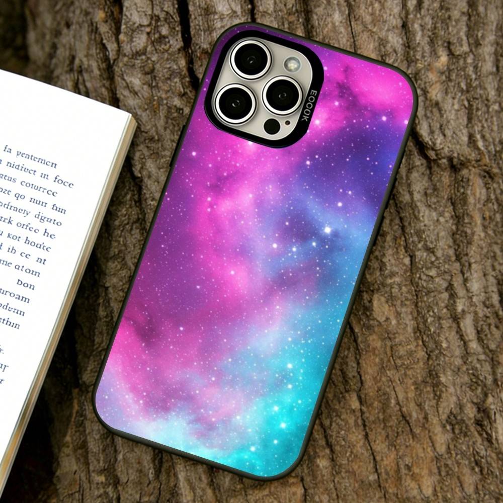 

Minimalist Starry Sky Phone Case For iPhone 17,16,15,14,13,12,11 Plus,Pro Max,XS,Colored Silver Plated Inside Cover iPhone17Air