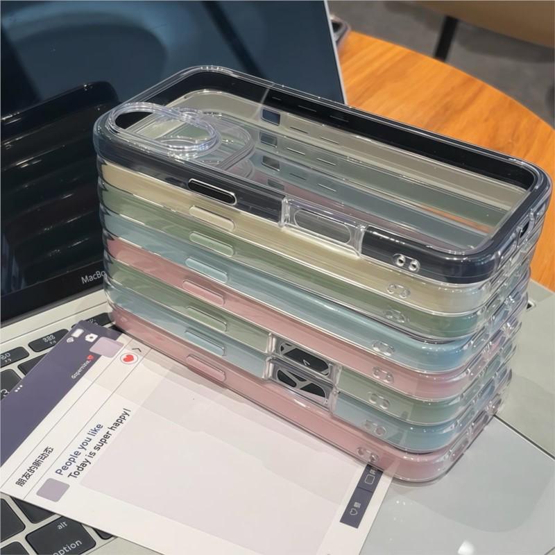 Luxury Transparent Shockproof Phone Case For iPhone 16 16E 14 15 Plus 11 12 13 Pro Max Color Frame Bumper Armor Protective Cover
