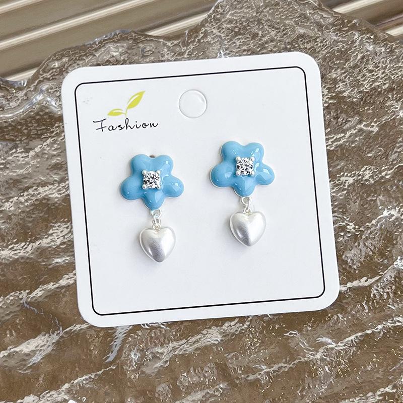 Fresh Light Blue Earrings Geometric Earrings Temperament Net Red Fashion Sense Studs New Fashion Woman