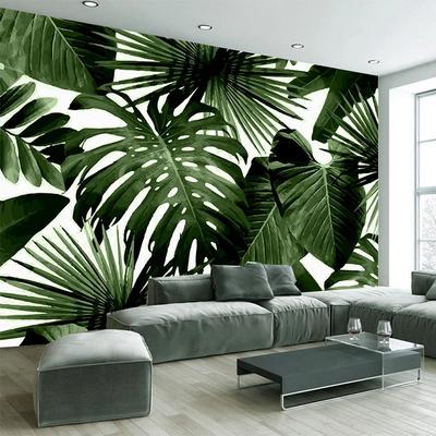 Retro Tropischer Regenwald Tapete Palme Bananenblätter 3D Wandbild Café Restaurant Thema Hotel Hintergrund Wandbilder