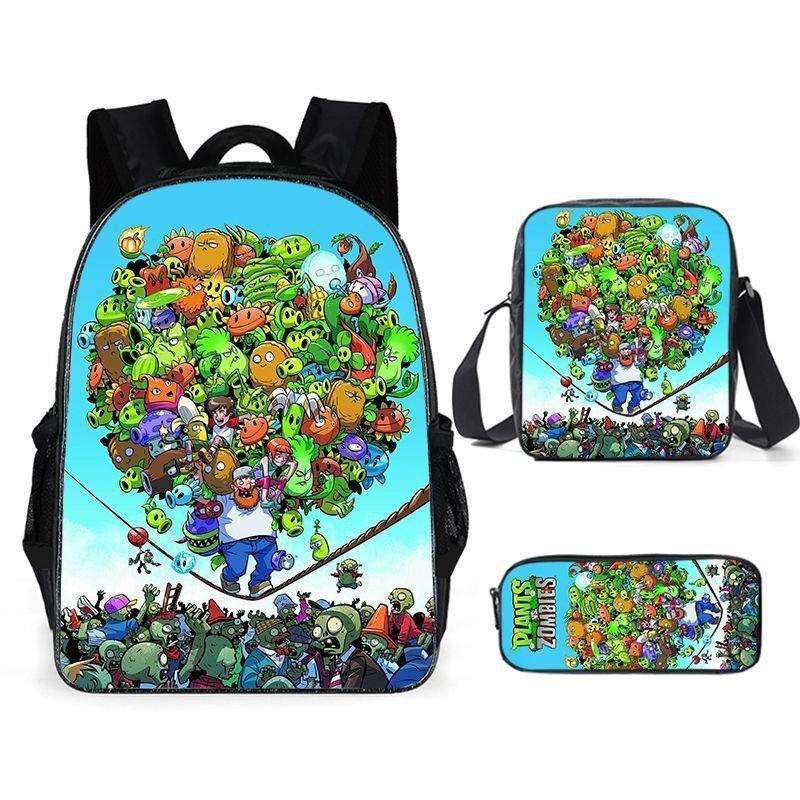 Vs Plants Zombies Kids School Backpack Threepiece Gift Set For Students Young