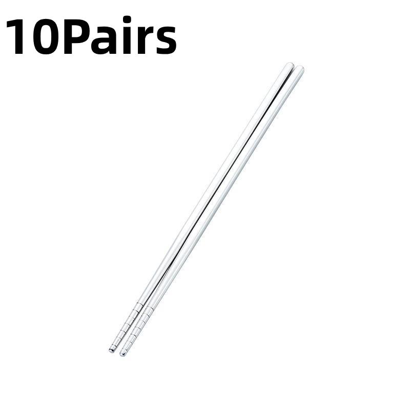Mold Free Stainless Steel Chopsticks 4 Pairs Non-slip Reusable Cutlery for Home Sushi Restaurant Catering