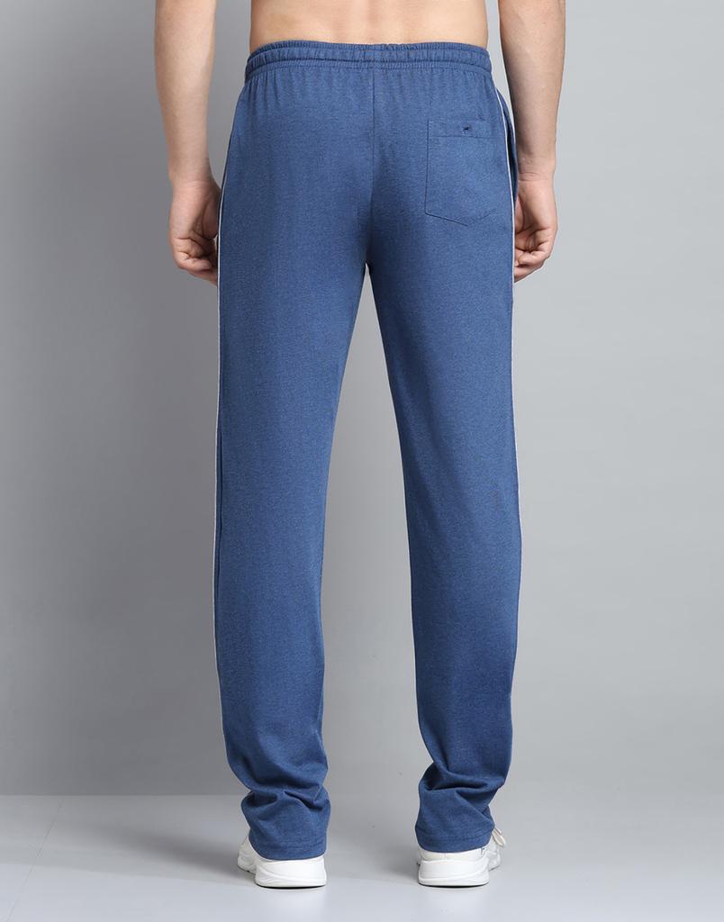 MONTE CARLO Mens Solid Blue Mid Rise Regular Fit Lower