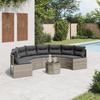 VidaXL Canapé de jardin table coussins demi-rond gris résine tressée, canapé d’extérieur, canapé de forme demi-ronde, canapé 3318527
