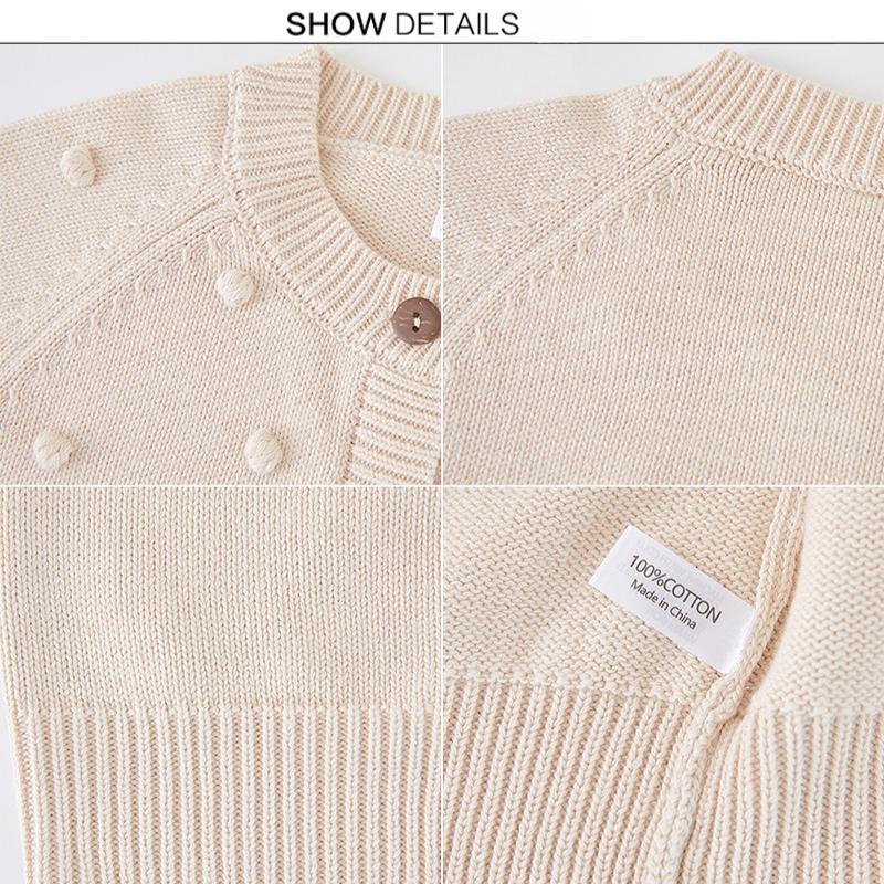 Jarní a podzimní dětská ručně vyráběná plesová vlněná bunda Bunda z čisté bavlny Dívčí pletený cardigan