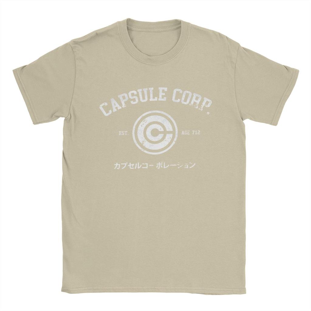 Capsule Corp T Shirts for Men Cotton Vintage T-Shirts Crew Neck Anime DBZing Tees Short Sleeve Clothing Summer