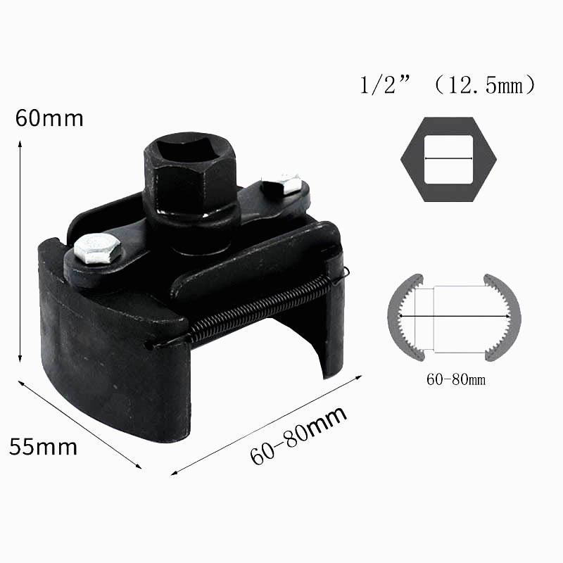 60-80mm Car Oil Filter Wrench Fuel Filter Removal Cast Steel Spanner Adjustable Removal Tool Universal Automotive Accessories