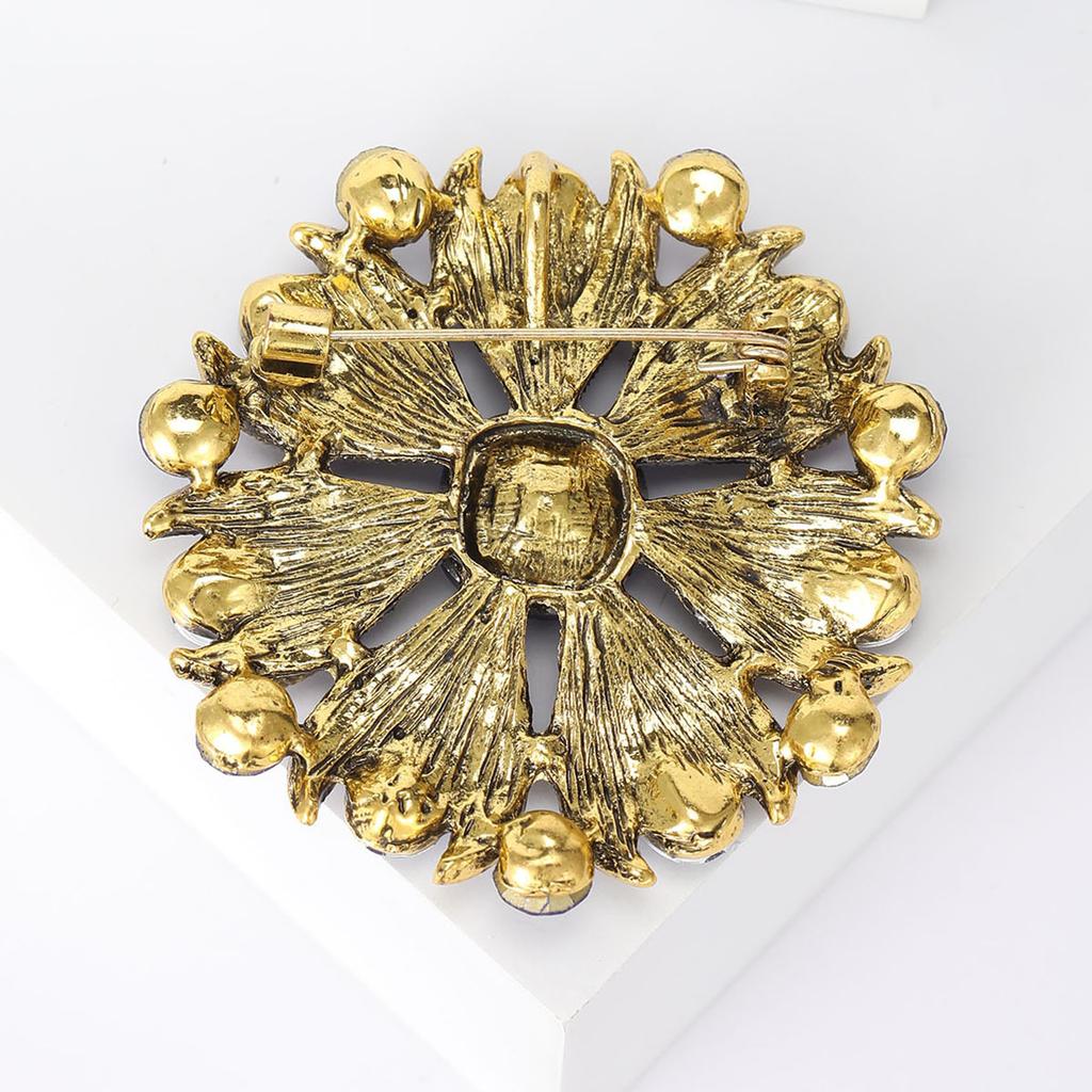Glänzende Runde Blumenbrosche Damen Strass Palaststil Party Büro Korsagenanstecknadel Geschenke