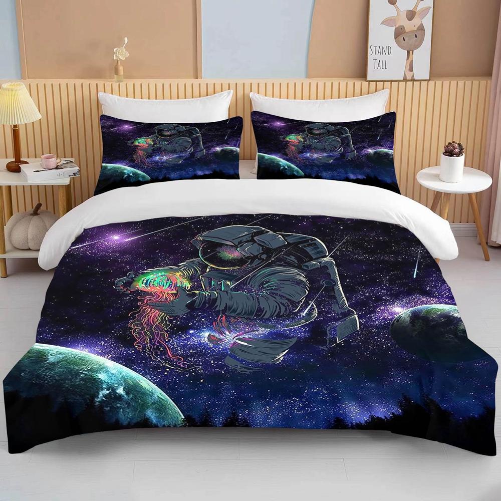 10 Sizes Space Astronaut Bedding Set Queen King Single Cartoons Duvet Covers with Pillowcase Bed Cover Sets for Boys Girls