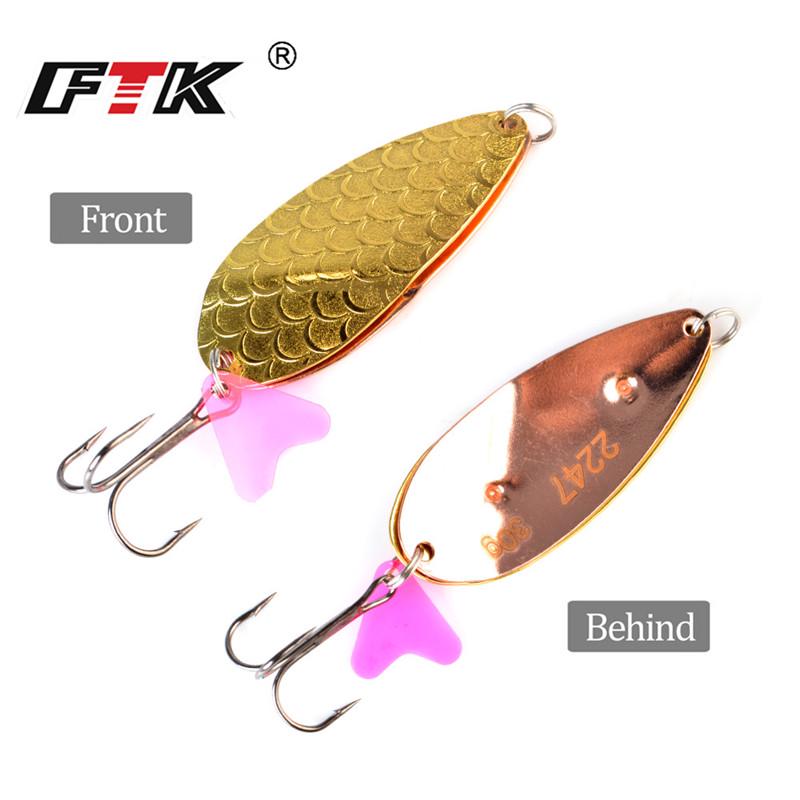 FTK 1PC 8 Colors Spoon Fishing Lure 25g/30g/35g With Treble Hook Bass CrankBait Spoon Crank Bait