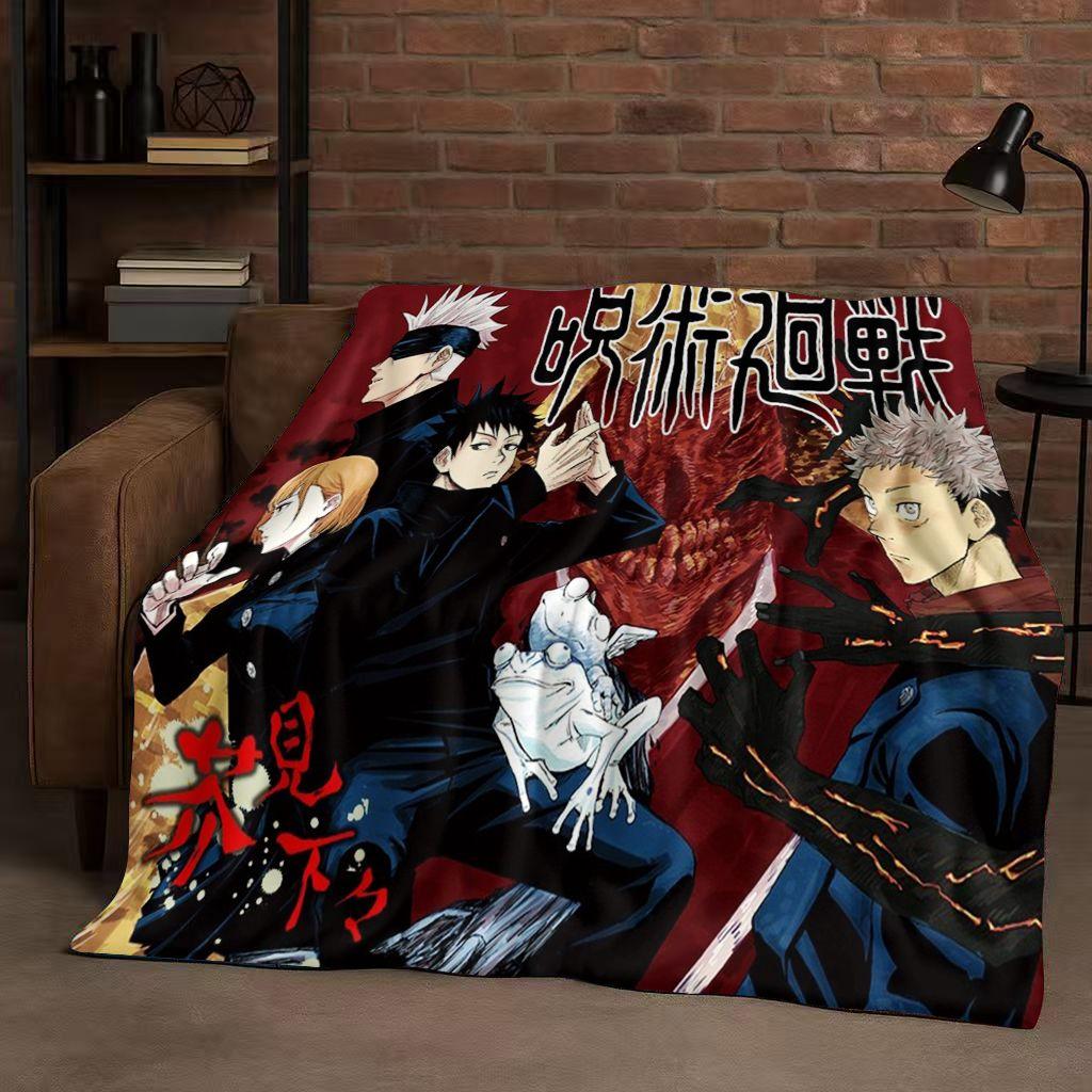 Anime Jujutsu Kaisen Cartoon Itadori Yuj Flanelldecke, Ultraweiche Warme Plüschdecke für Zuhause Schlafzimmer Bett Sofa Abdeckung Kindergeschenk