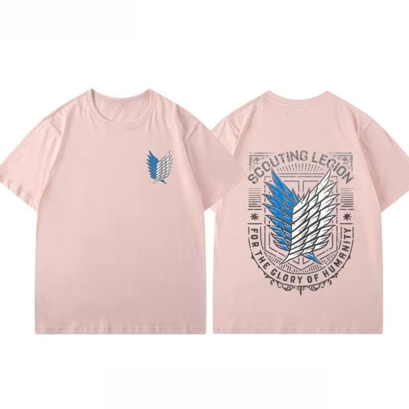 

2026 new ttack the Giant Tshirt Freedom Wings Anime Souvenirs Mens and Womens Summer Casual ShortSleeved Shirt 4XL