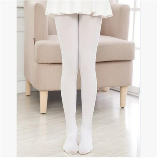 Dětské baletní vysoce elastické taneční ponožky: Jarně-letní tenké, bílé sametové 80D legíny