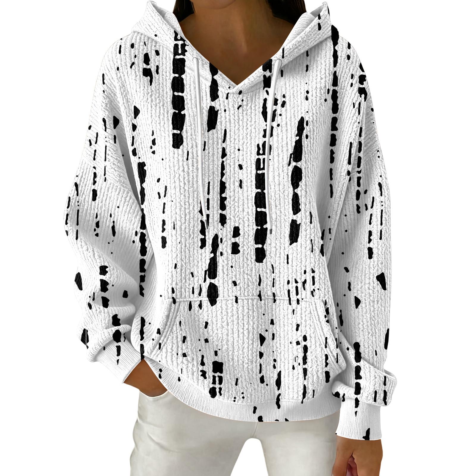 

Женский модный повседневный пуловер с цветочным принтом, толстовка с капюшоном и длинными рукавами XL белый