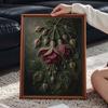 Fuchsia Flower and Leaves Pattern 5D Pearl Painting Kit with Frame DIY Sparkling Bead Canvas Art Relaxing Craft for Home Decor