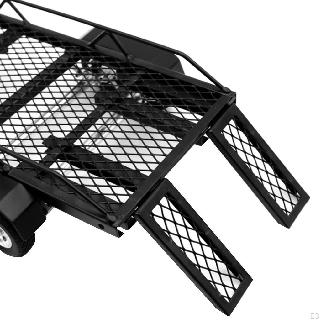 RC Trailer with Hook Hitch Double Axle Accessories Professional High Performance Metal Flatbed