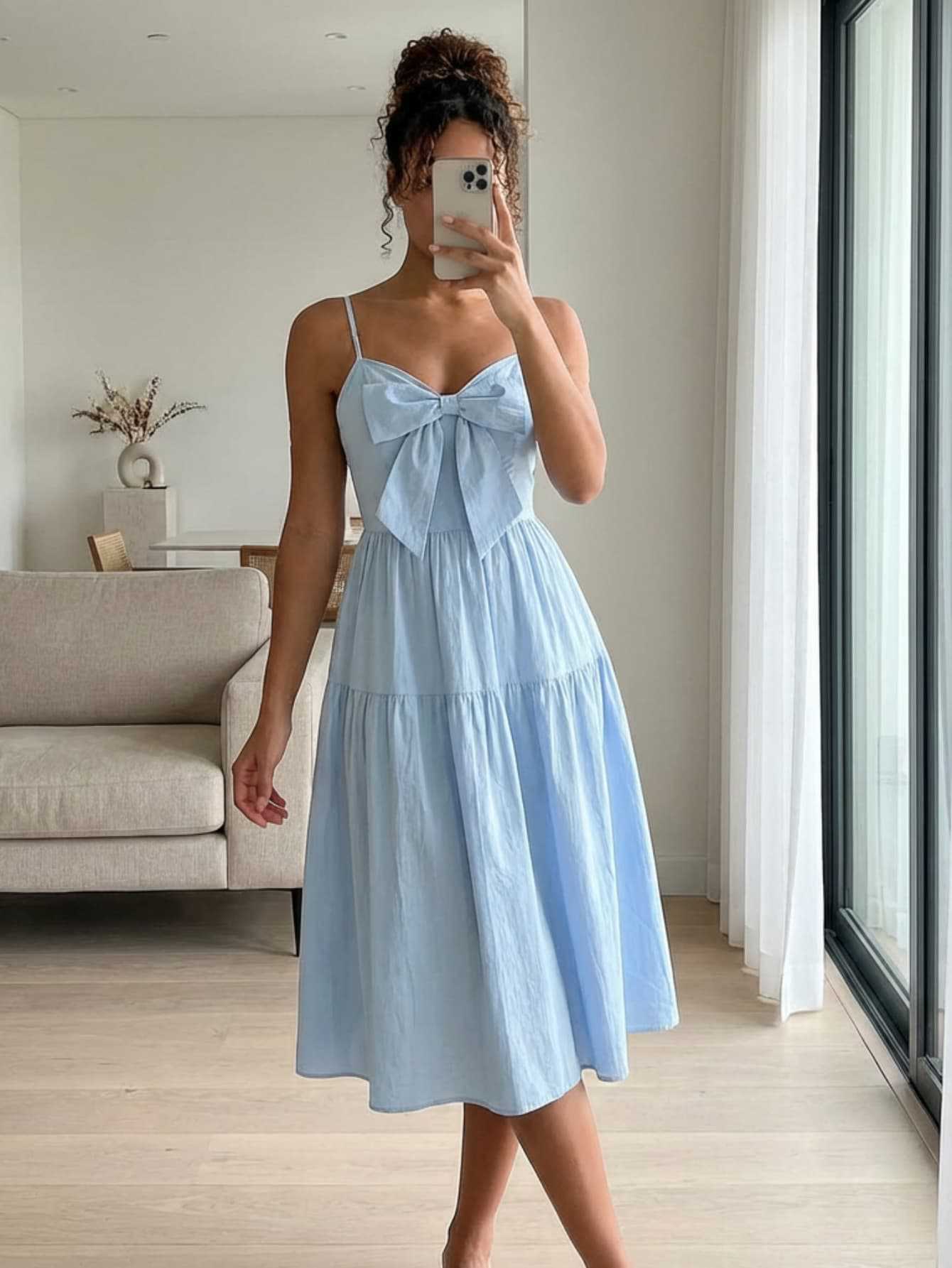 

European and American style sweetheart suspender dress, large size thin bow pleated skirt, direct supply XS небесно-голубой