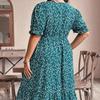 Büyük Beden 2025 Yaz Yeni Kısa Kollu Baskılı Bol Elbise Plaj Eteği O-Yaka Kadın Modası Günlük Elbiseler