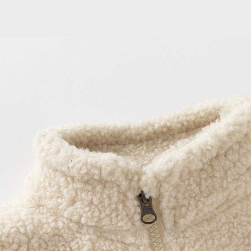 Children's Jacket 2024 Autumn New Granular Fleece Stand-up Collar Solid Color Baby Thickened Children's Zipper Shirt
