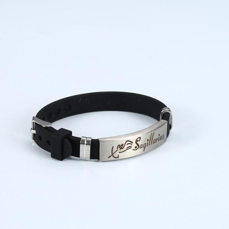 

12 знаков зодиака браслеты Рак Лев Весы Стрелец узор черные силиконовые браслеты для мужчин женщин классические ювелирные изделия