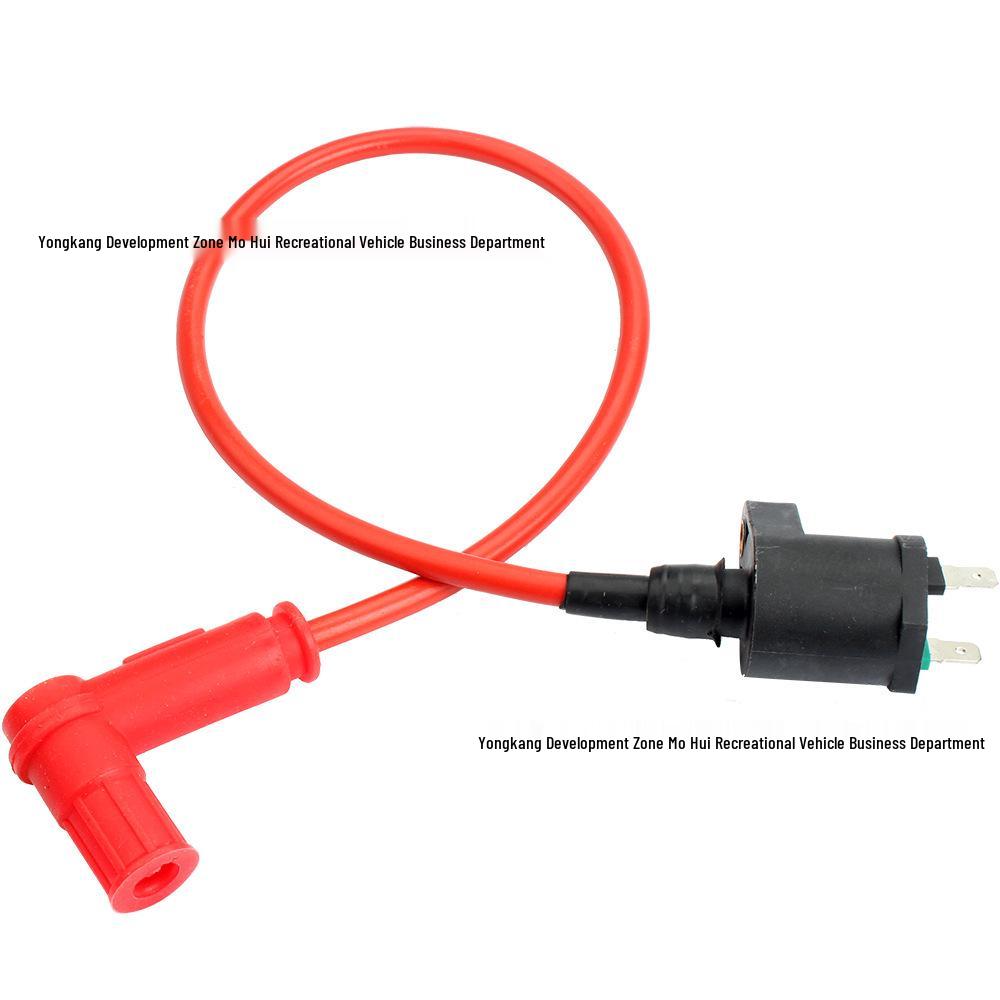 50CC-250CC Red Silicone High-Voltage CDI Ignition Coil for Off-road Motorcycle, ATV, & Dune Buggy.