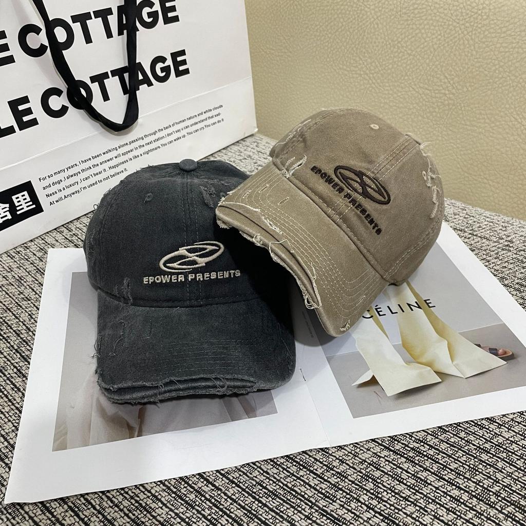 Fashion Hat Korean version of letter embroidery broken mouth do old soft top baseball hat female tide sunshade sunscreen foreign style cap travel