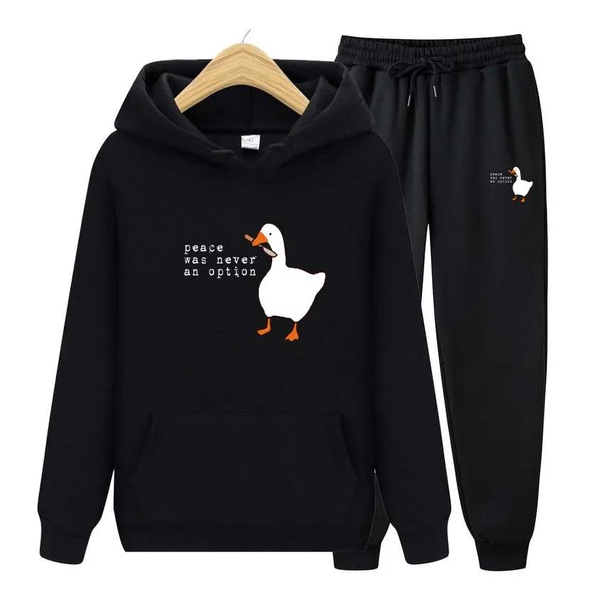 Peace Was Never An Option Two Piece Set  Printing Men Womens Hoodies Tracksuits Jogger Pants Thick Warm Clothes Men