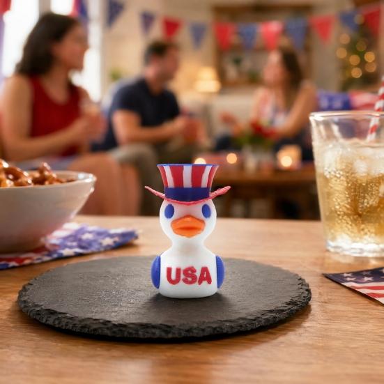 Yousheng Patriotic Duck Statue, PLA Independence Day Collectible with Red White Blue Design, Unique Conversation Starter Decor for Home Office