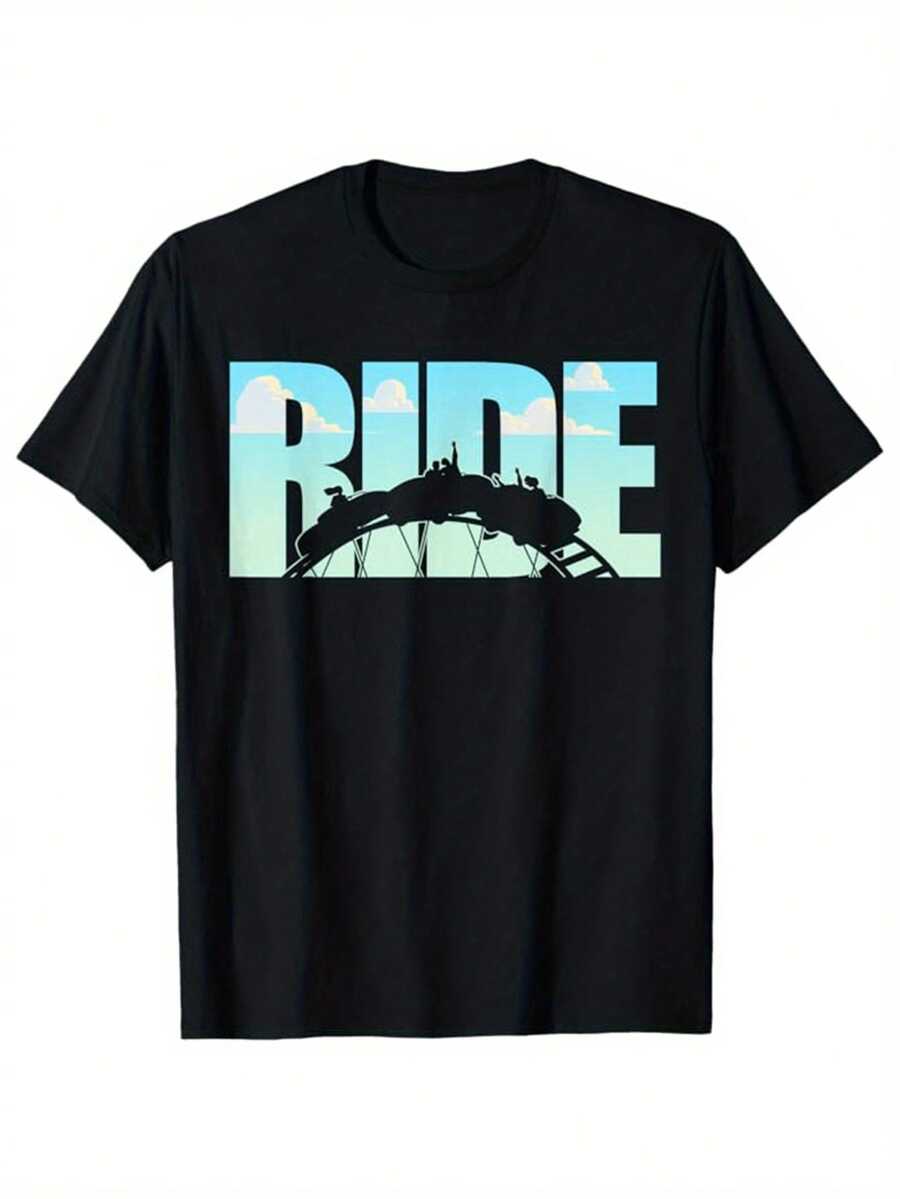 

Unisex s Cotton Roller Coaster Graphic T-Shirt – Casual Short Sleeve Crew Neck Tee With RIDE Print S