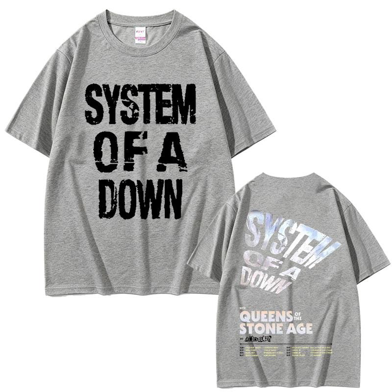 2025 Summer Limited System of A Down Tour 2026 Men Women Rock Vintage Oversized Mens Leisure Cotton Short Sleeve Tshirts